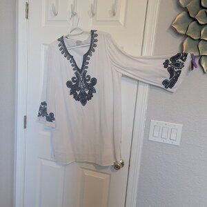 Beaded Tunic or Cover Up | Greek Holiday Vibes! | Chico's | M / L | EUC